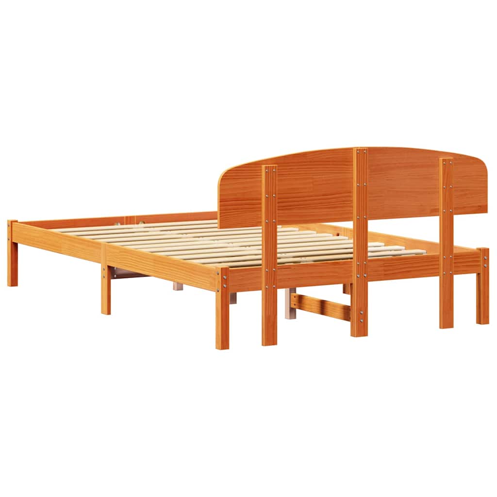 Bettrahmen Wachsbraun 140 x 190 cm Massives Kiefernholz