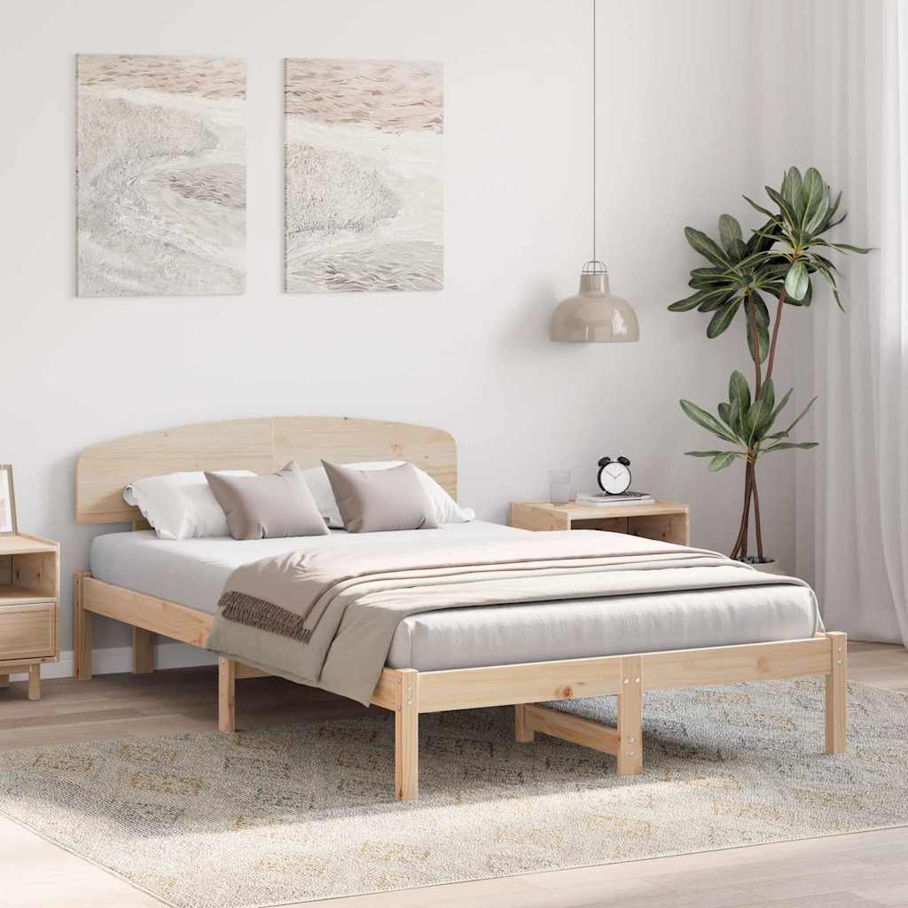 Bettrahmen mit Kopfteil Natur 120 x 190 cm Massives Kiefernholz