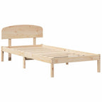 Bettrahmen mit Kopfteil Natur 90 x 200 cm Massives Kiefernholz