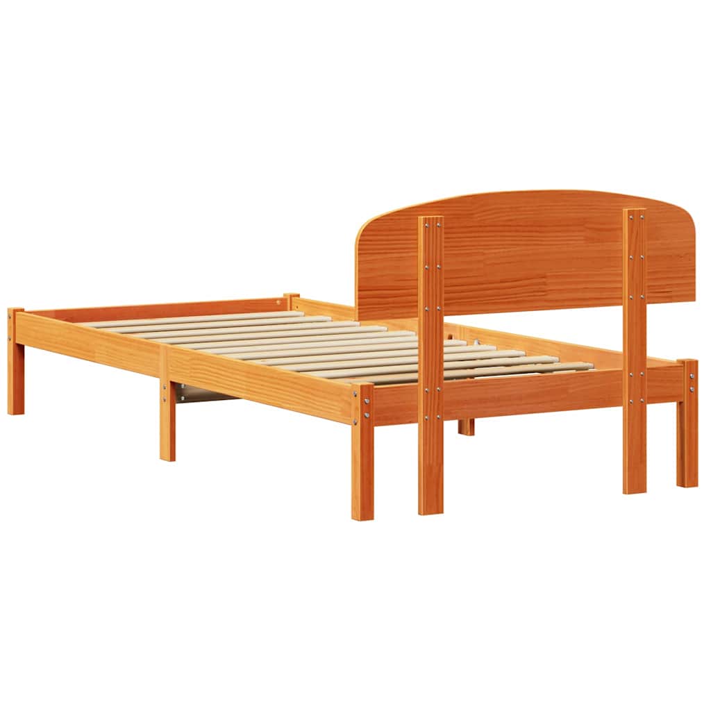 Bettrahmen Wachsbraun 75 x 190 cm Massives Kiefernholz