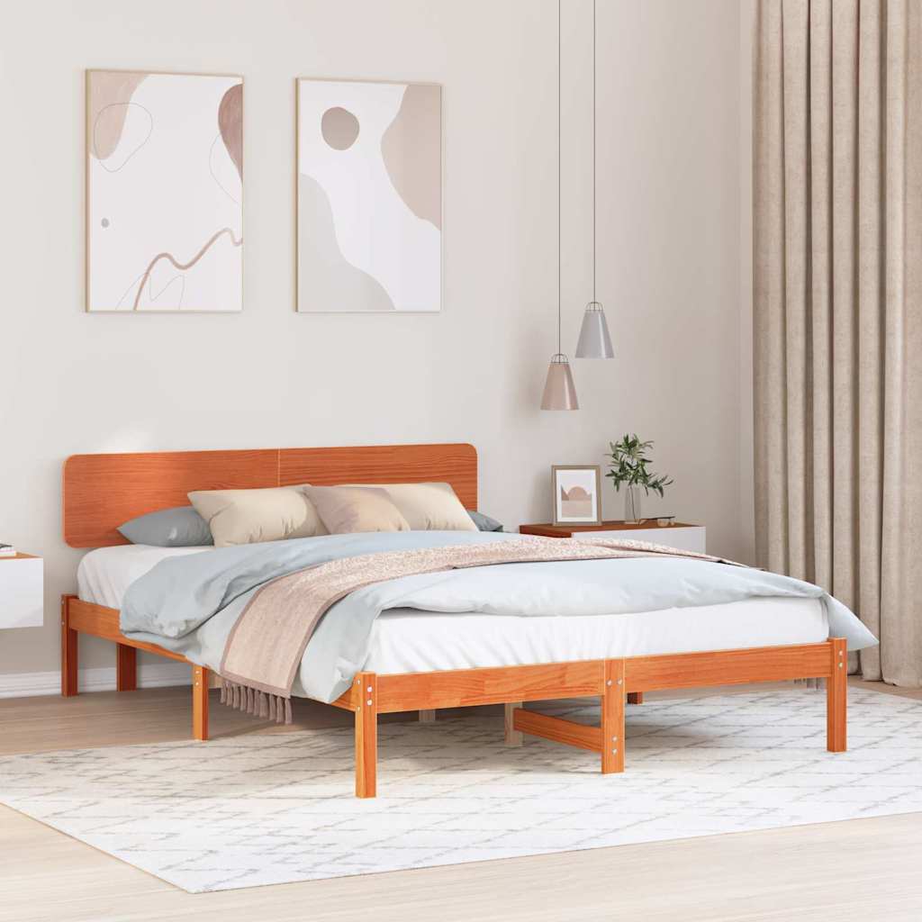 Bettrahmen Wachsbraun 150 x 200 cm Massives Kiefernholz