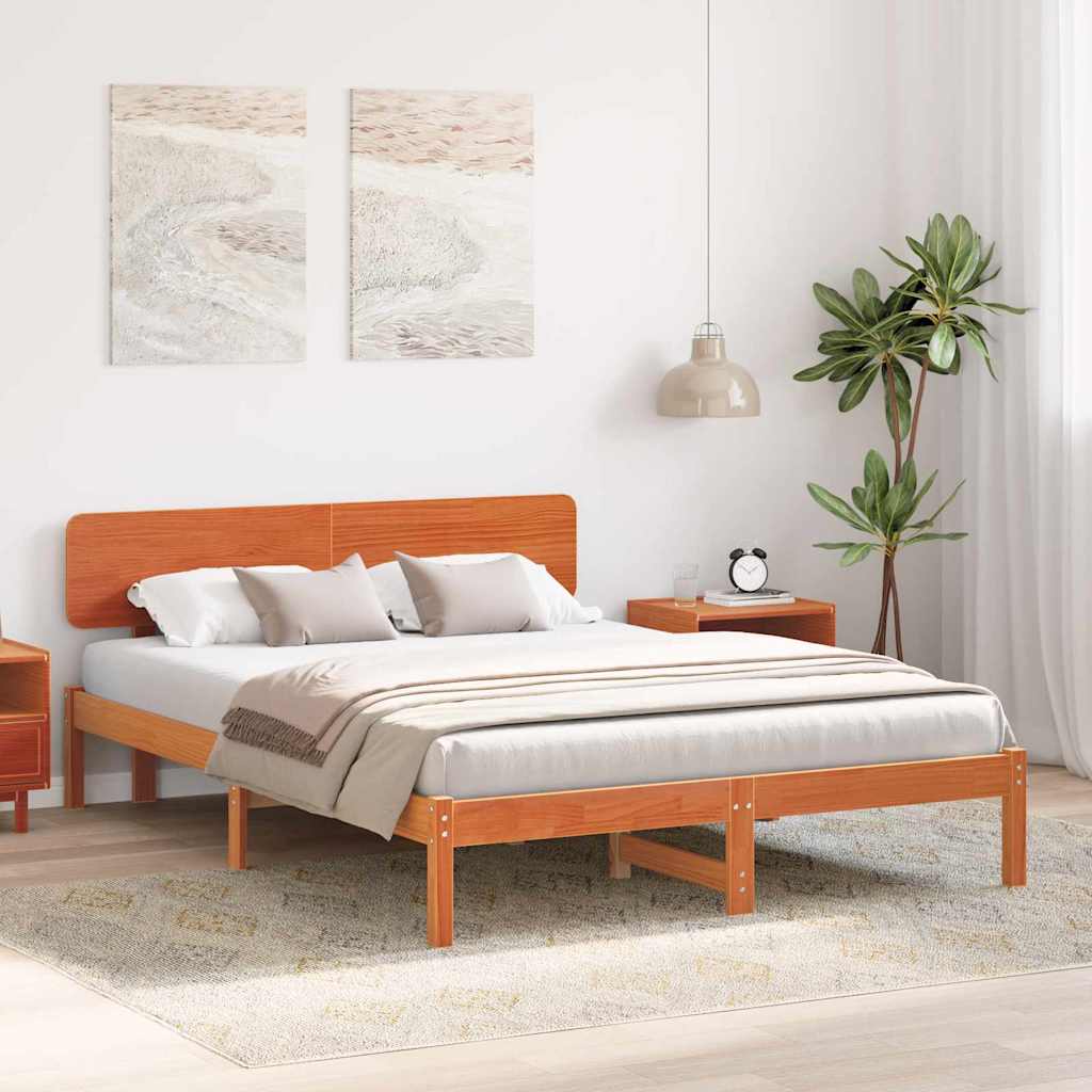 Bettrahmen Wachsbraun 140 x 200 cm Massives Kiefernholz