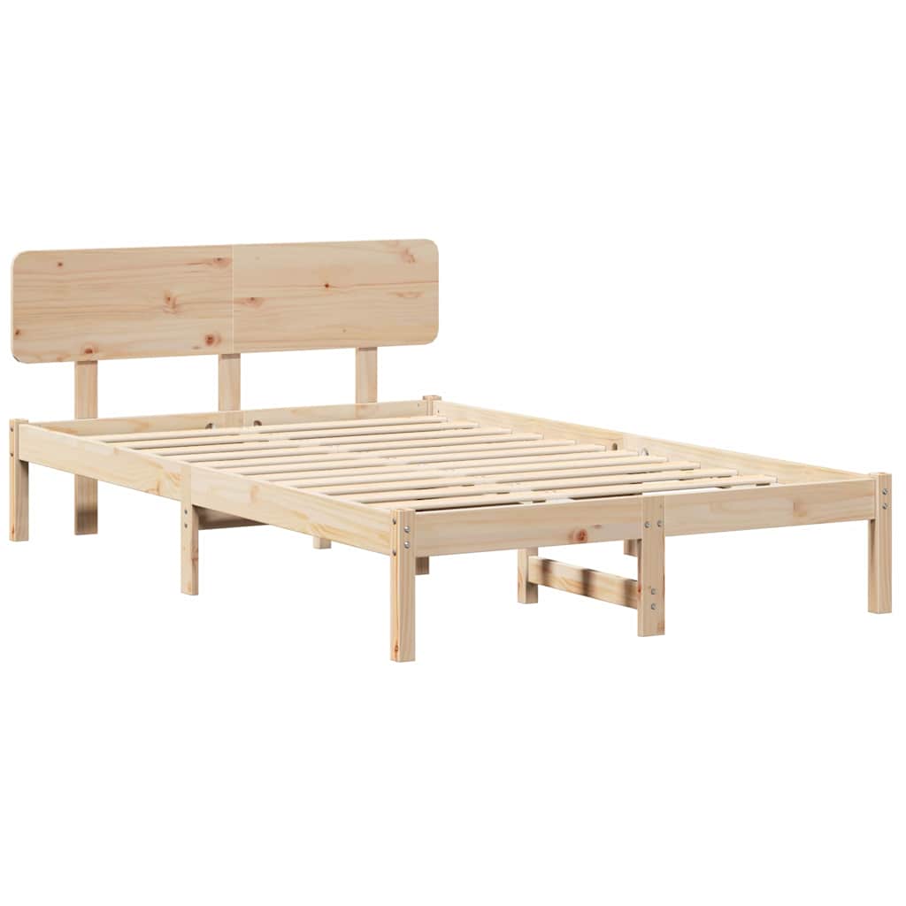 Bettrahmen mit Kopfteil Natur 135 x 190 cm Massives Kiefernholz