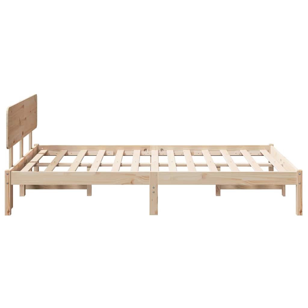 Bettrahmen mit Kopfteil Natur 135 x 190 cm Massives Kiefernholz