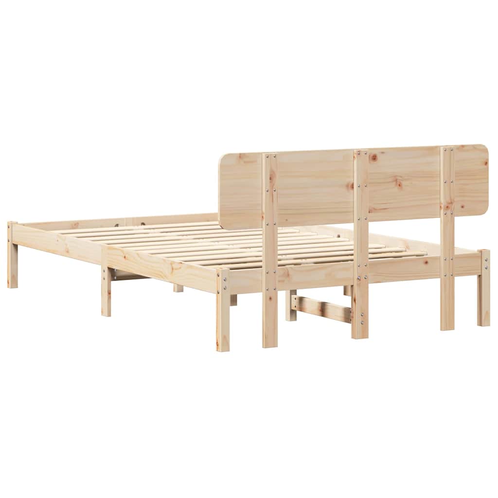 Bettrahmen mit Kopfteil Natur 120 x 190 cm Massives Kiefernholz