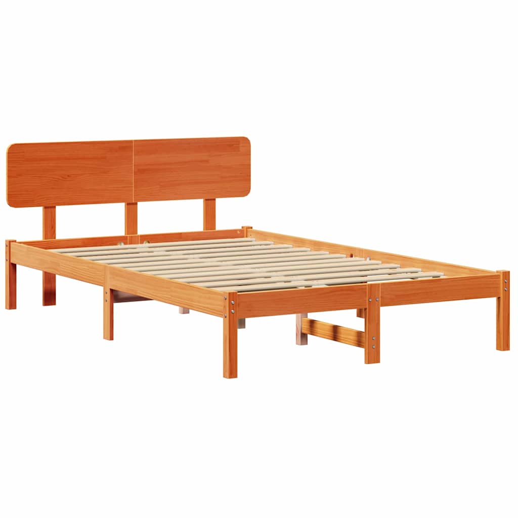 Bettrahmen Wachsbraun 120 x 190 cm Massives Kiefernholz