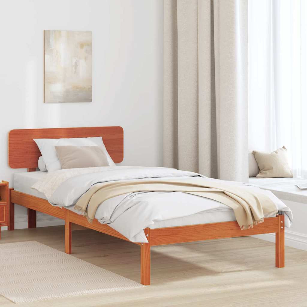 Bettrahmen Wachsbraun 90 x 190 cm Massives Kiefernholz