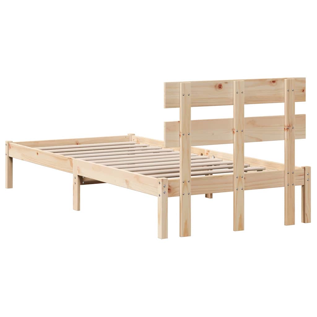 Bettgestell mit Kopfteil Braun 90 x 200 cm Massivholz Kiefer