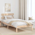 Bettgestell mit Kopfteil Braun 90 x 190 cm Massivholz Kiefer