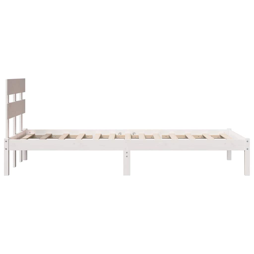 Bettgestell mit Kopfteil Weiß 90 x 190 cm Massivholz Kiefer
