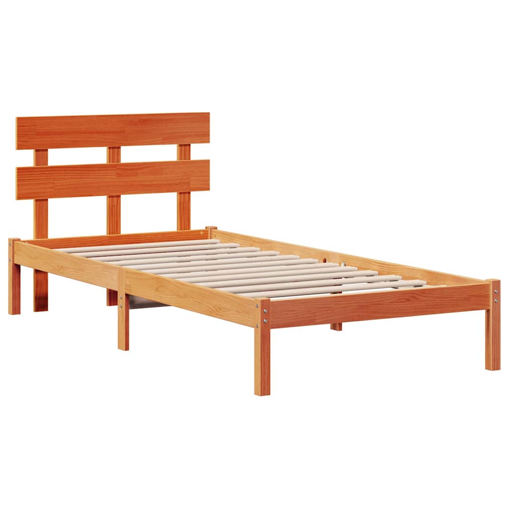 Bettgestell mit Kopfteil Braun 75 x 190 cm Massivholz Kiefer