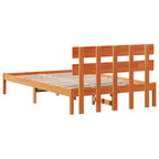 Bettgestell mit Kopfteil Braun 120 x 190 cm Massivholz Kiefer