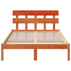 Bettgestell mit Kopfteil Braun 135 x 190 cm Massivholz Kiefer