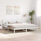 Bettgestell Weiß 200 x 200 cm Massivholz Kiefer