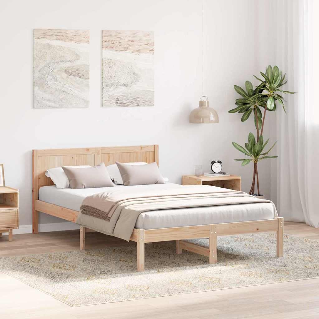 Bettgestell Braun 135 x 190 cm Massivholz Kiefer
