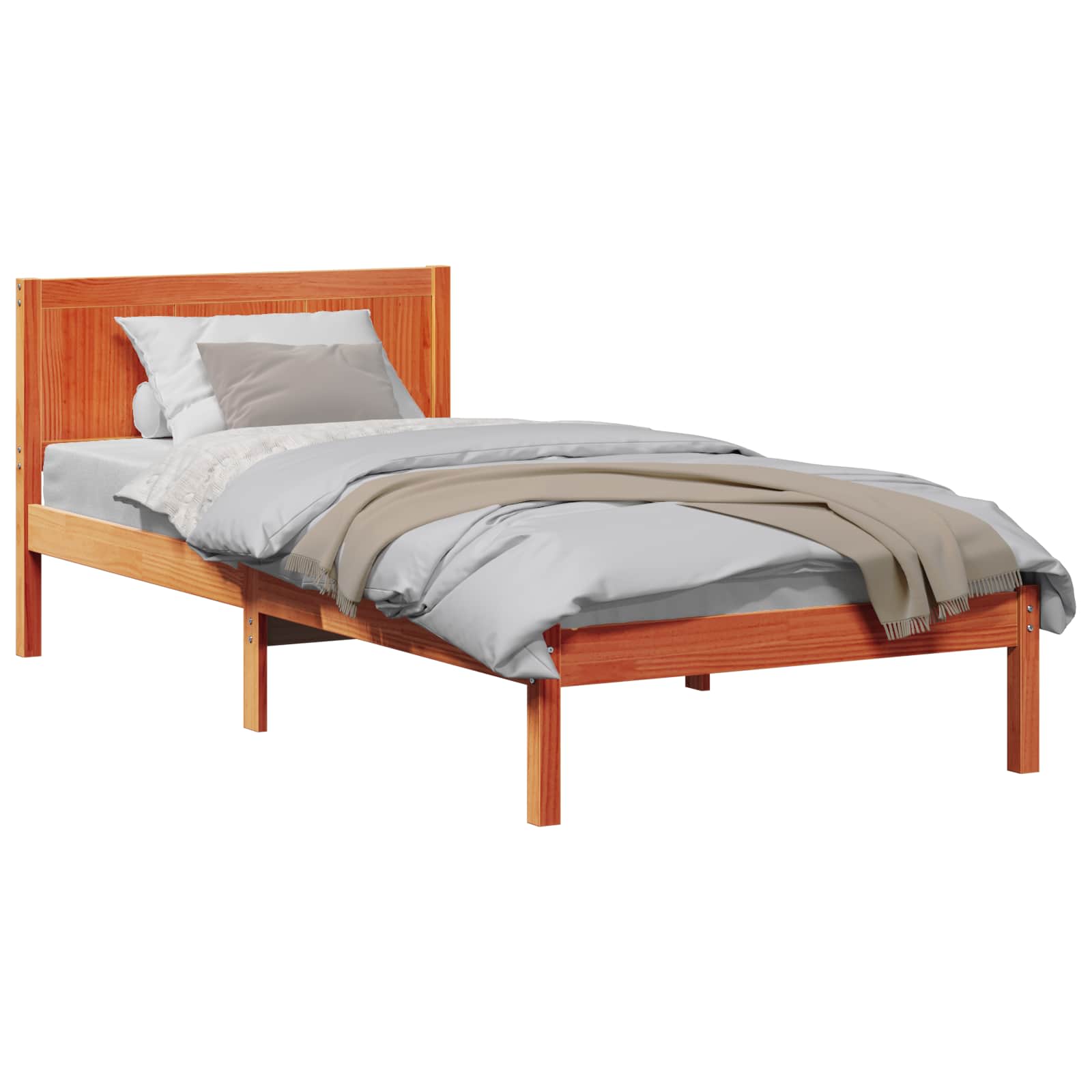 Bettgestell Braun 90 x 200 cm Massivholz Kiefer