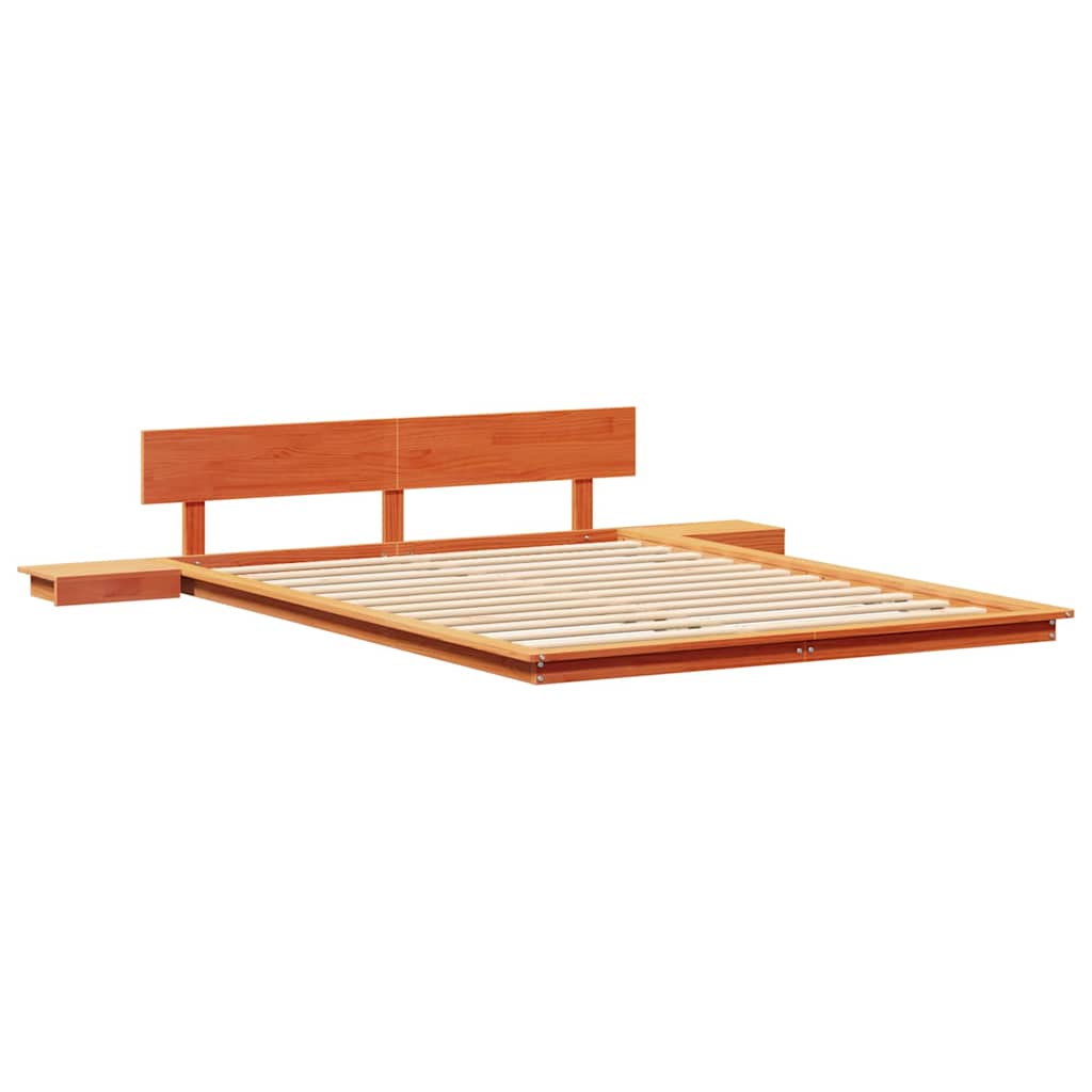 Bettgestell mit Kopfteil mit Speicher Braun 140 x 200 cm Holz
