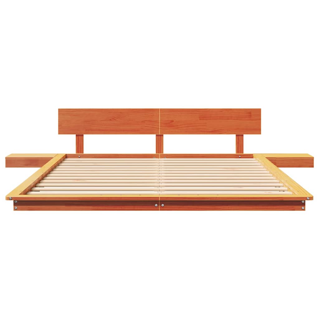 Bettgestell mit Kopfteil mit Speicher Braun 140 x 200 cm Holz