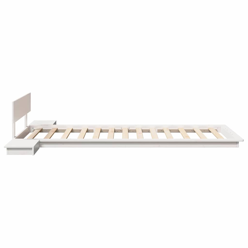 Bettgestell mit Kopfteil mit Speicher Weiß 100 x 200 cm Holz