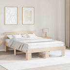 Bettrahmen mit Kopfteil Natur 140 x 200 cm Massives Kiefernholz
