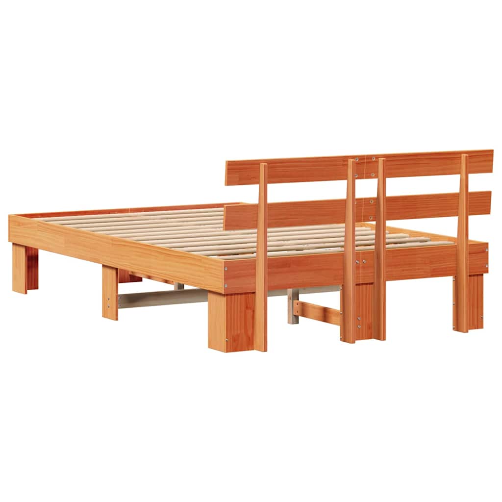 Bettrahmen Wachsbraun 140 x 190 cm Massives Kiefernholz