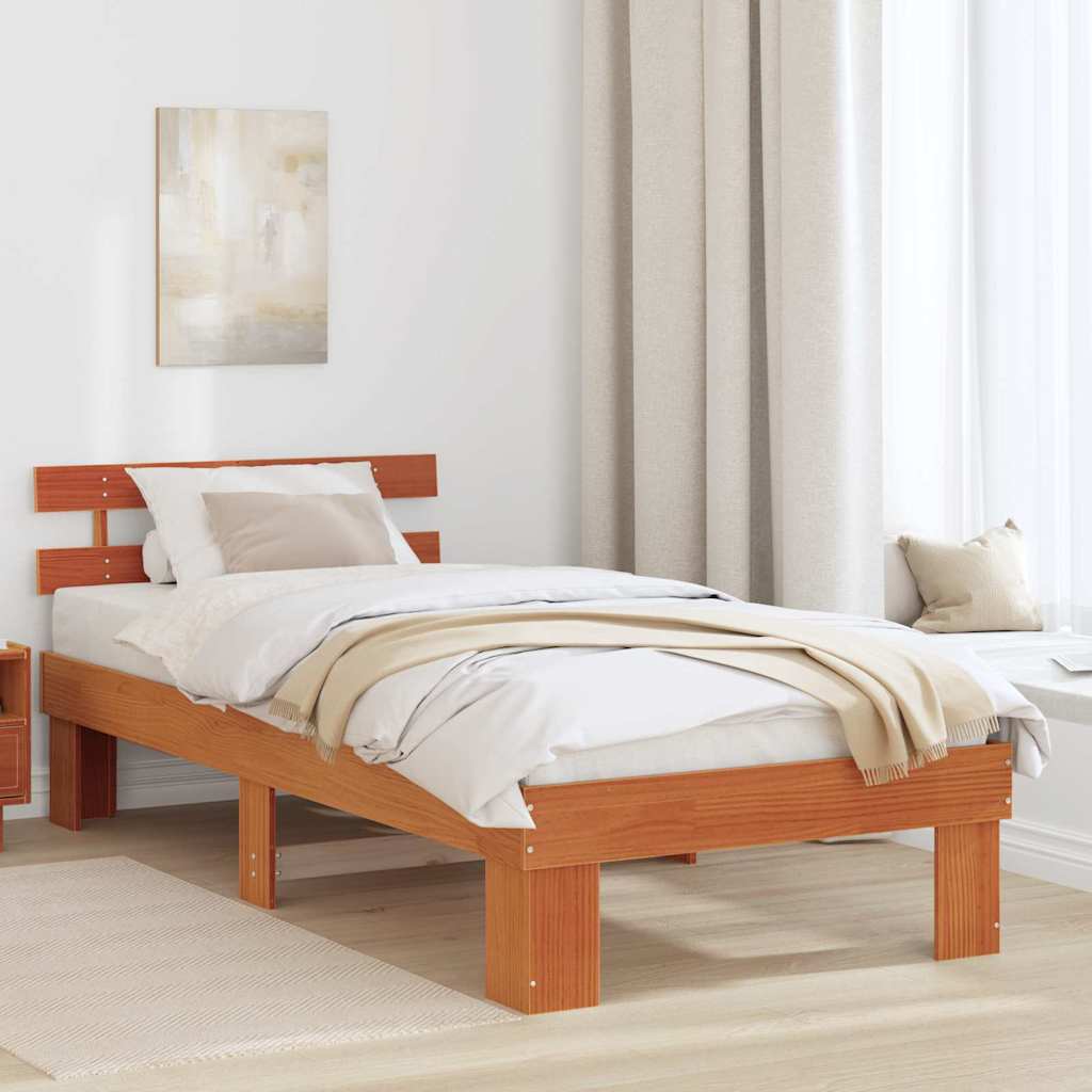 Bettrahmen Wachsbraun 80 x 200 cm Massives Kiefernholz