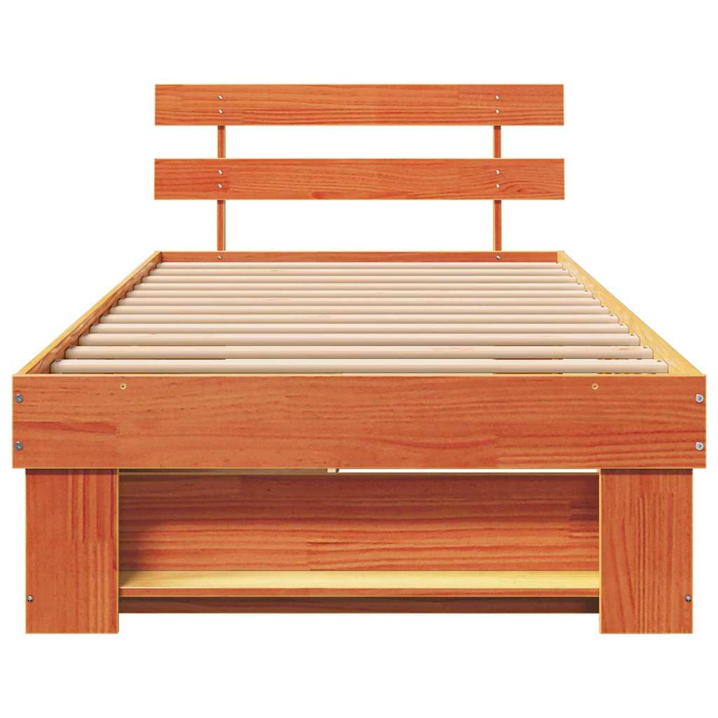Bettrahmen Wachsbraun 90 x 190 cm Massives Kiefernholz