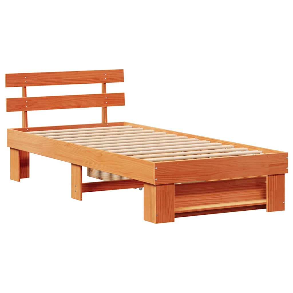 Bettrahmen Wachsbraun 75 x 190 cm Massives Kiefernholz