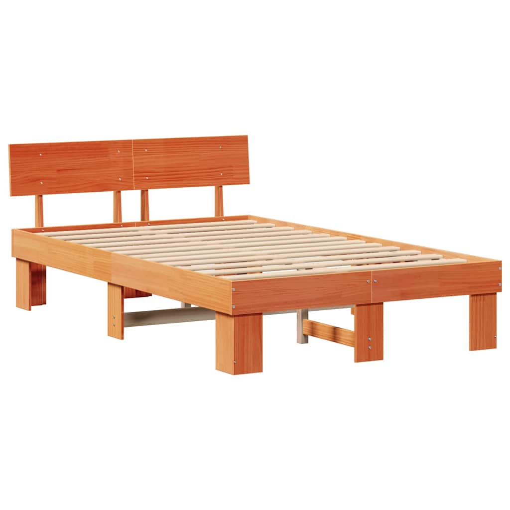 Bettrahmen Wachsbraun 120 x 190 cm Massives Kiefernholz