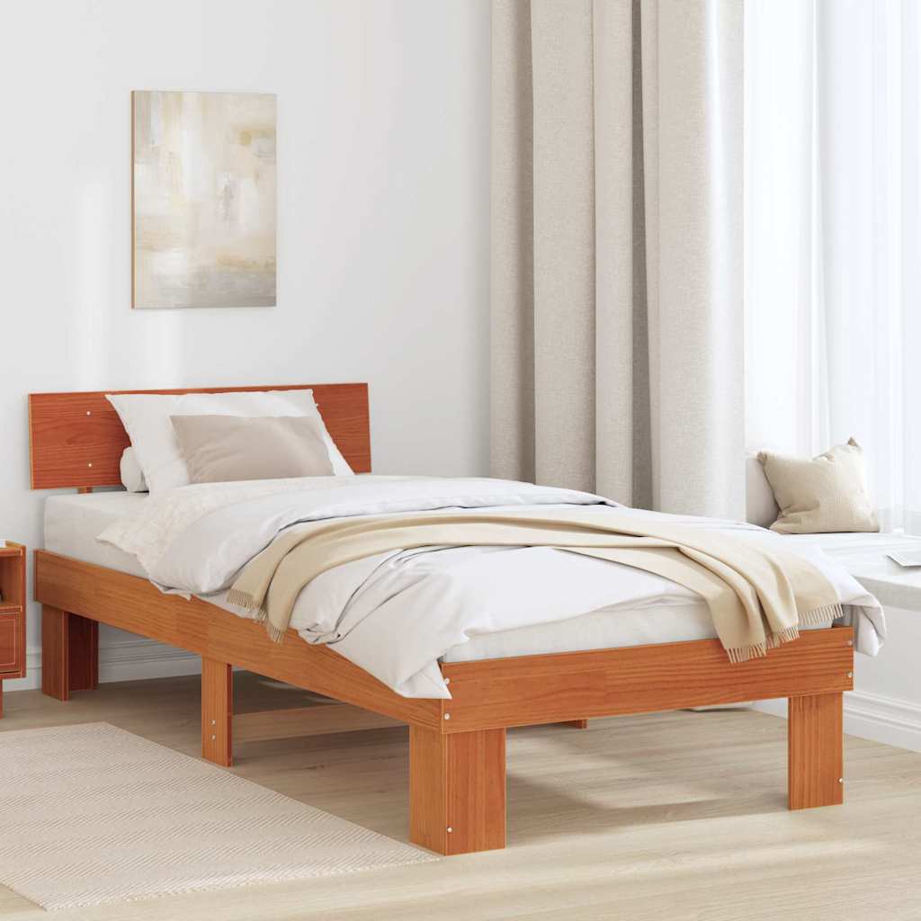 Bettrahmen Wachsbraun 100 x 200 cm Massives Kiefernholz