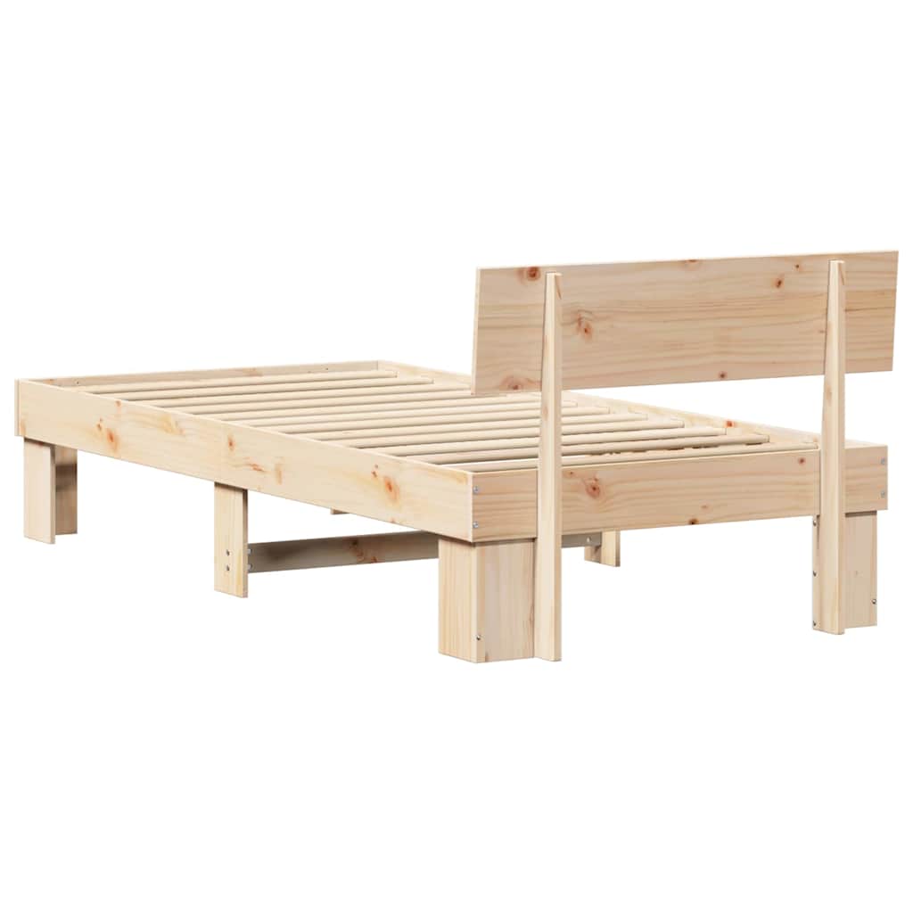 Bettrahmen mit Kopfteil Natur 90 x 190 cm Massives Kiefernholz