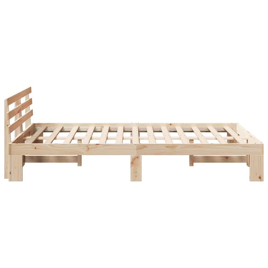 Bettrahmen mit Kopfteil Natur 135 x 190 cm Massives Kiefernholz