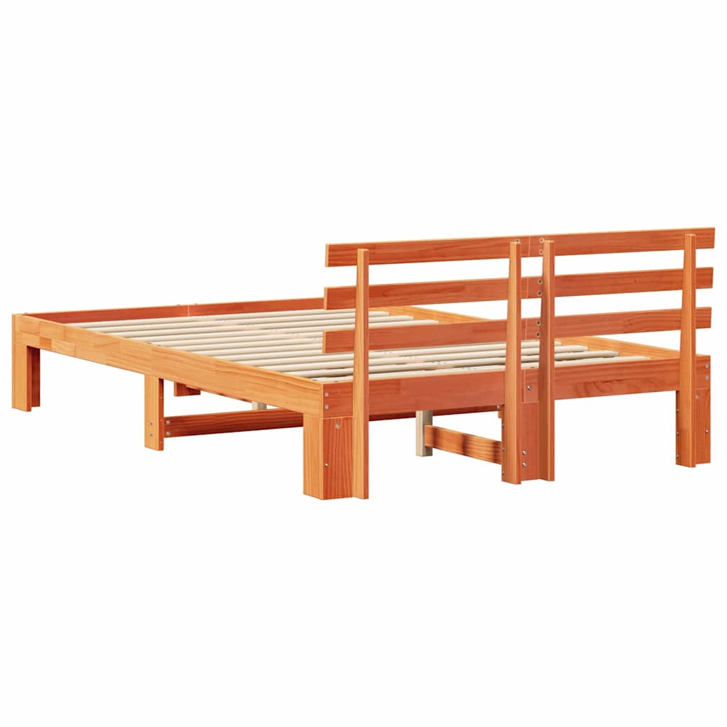 Bettrahmen Wachsbraun 135 x 190 cm Massives Kiefernholz