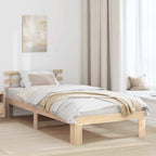 Bettrahmen mit Kopfteil Natur 100 x 200 cm Massives Kiefernholz