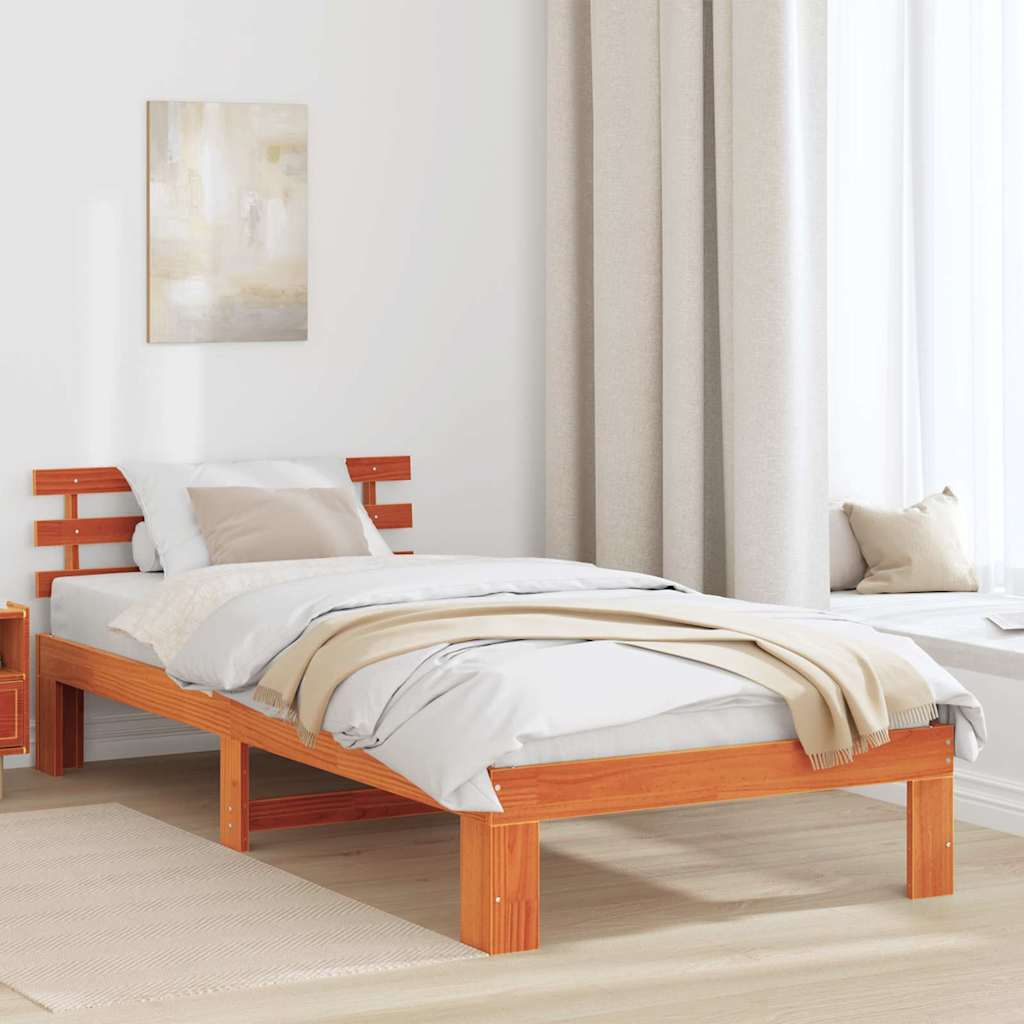 Bettrahmen Wachsbraun 90 x 190 cm Massives Kiefernholz