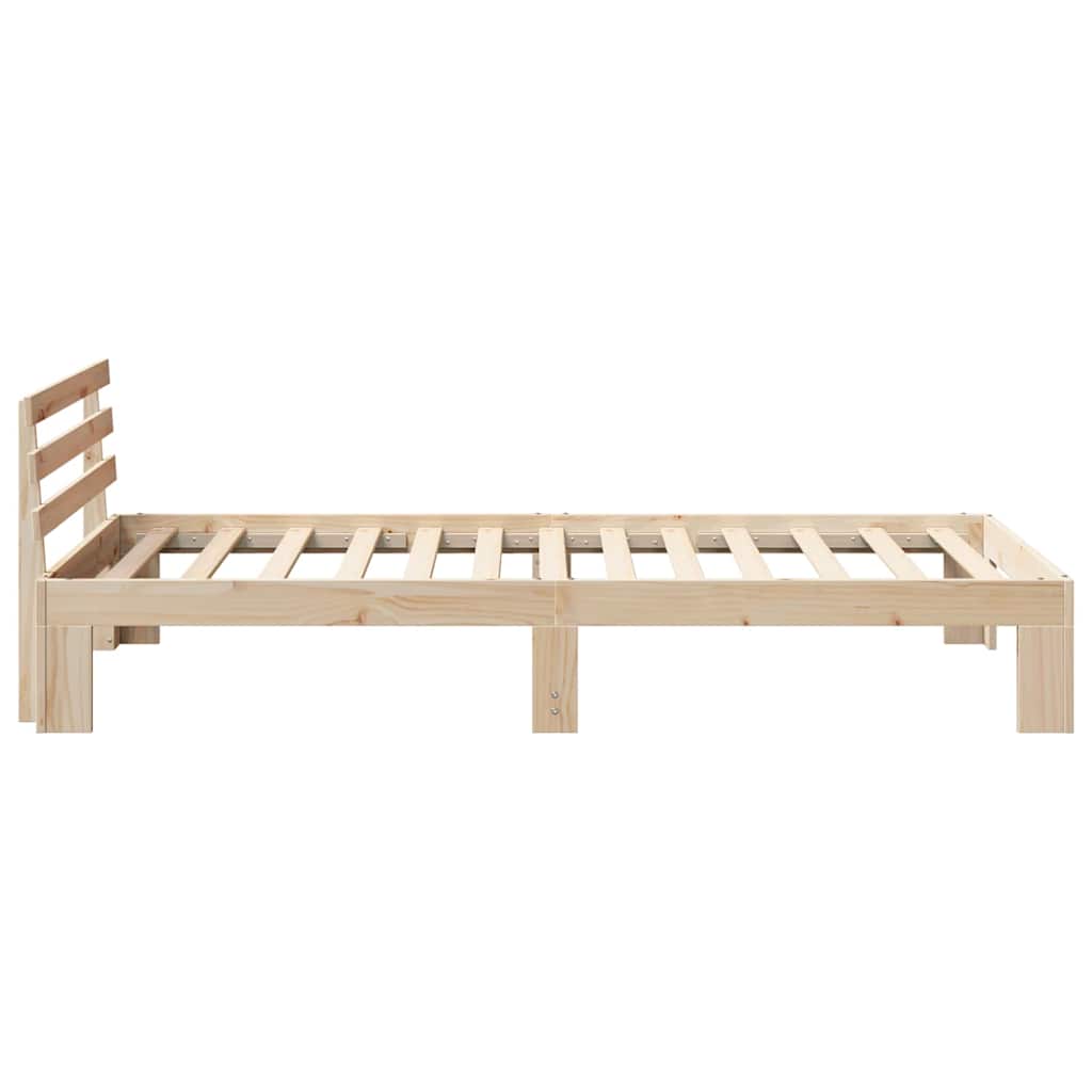 Bettrahmen mit Kopfteil Natur 75 x 190 cm Massives Kiefernholz
