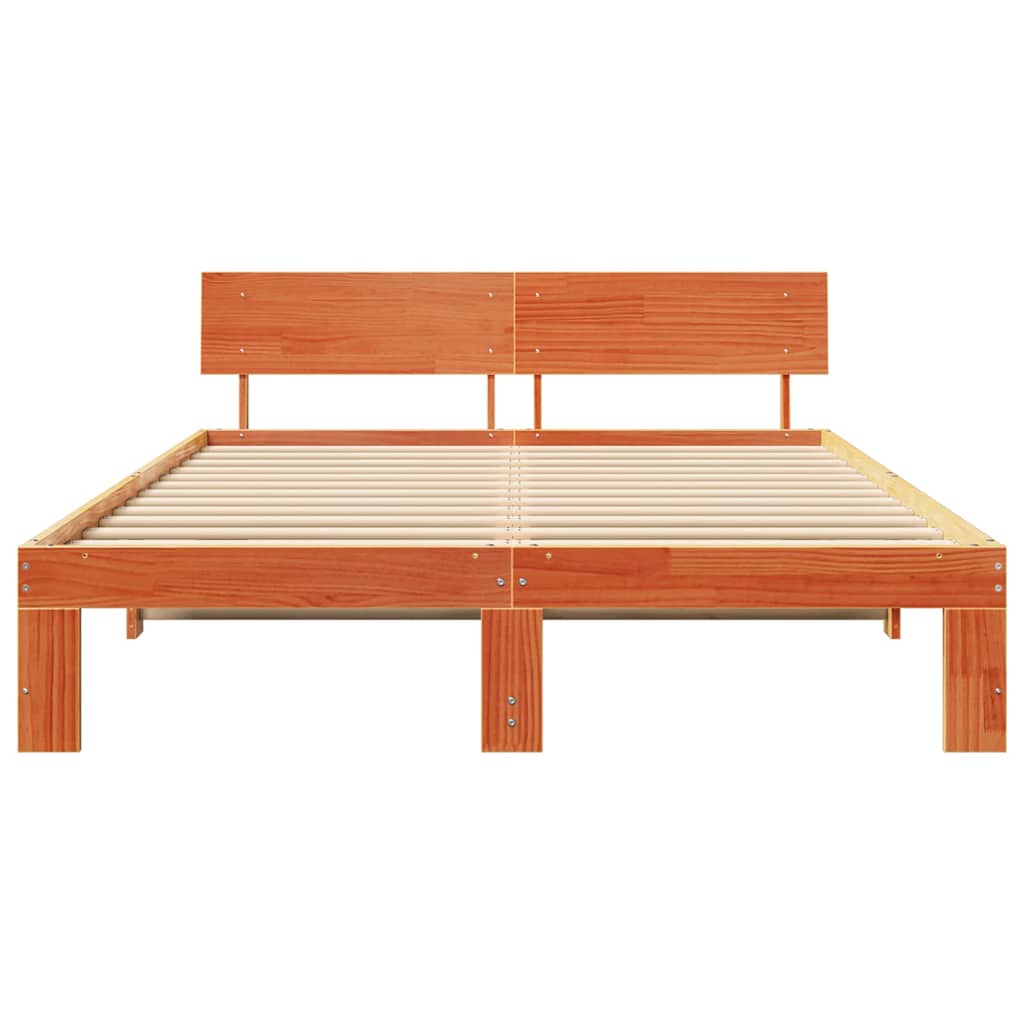 Bettrahmen Wachsbraun 150 x 200 cm Massives Kiefernholz