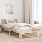 Bettrahmen mit Kopfteil Natur 100 x 200 cm Massives Kiefernholz