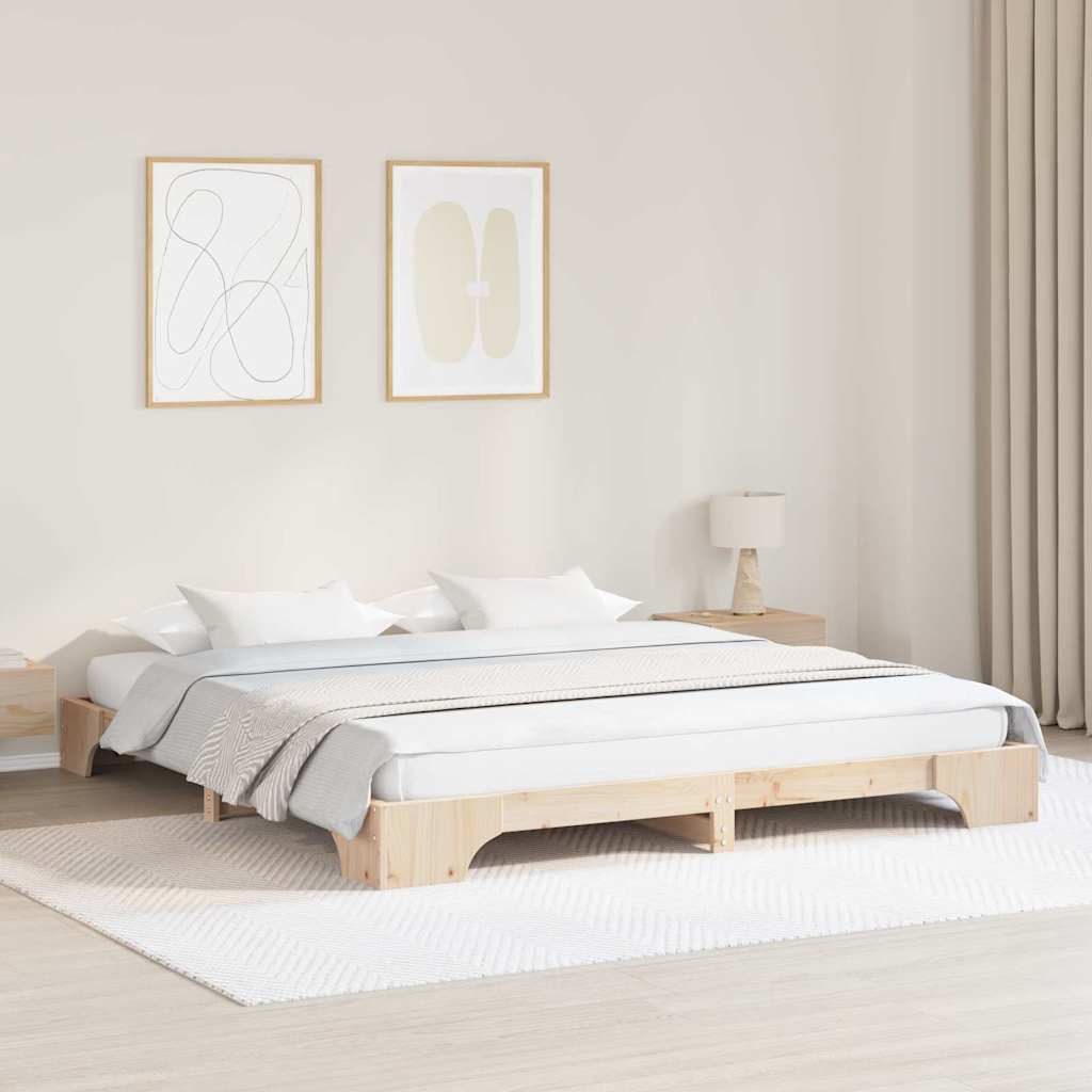 Bettrahmen Natur 200 x 200 cm Massives Kiefernholz
