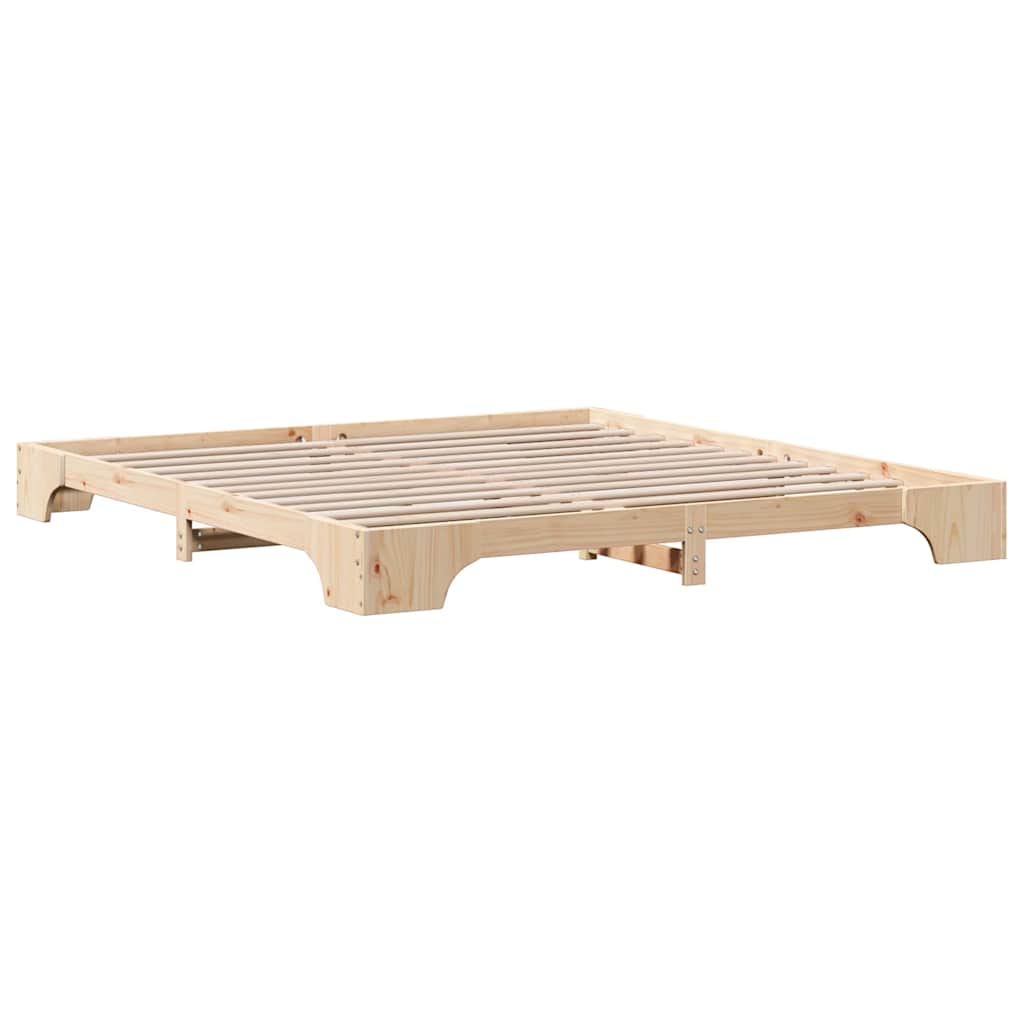 Bettrahmen Natur 200 x 200 cm Massives Kiefernholz