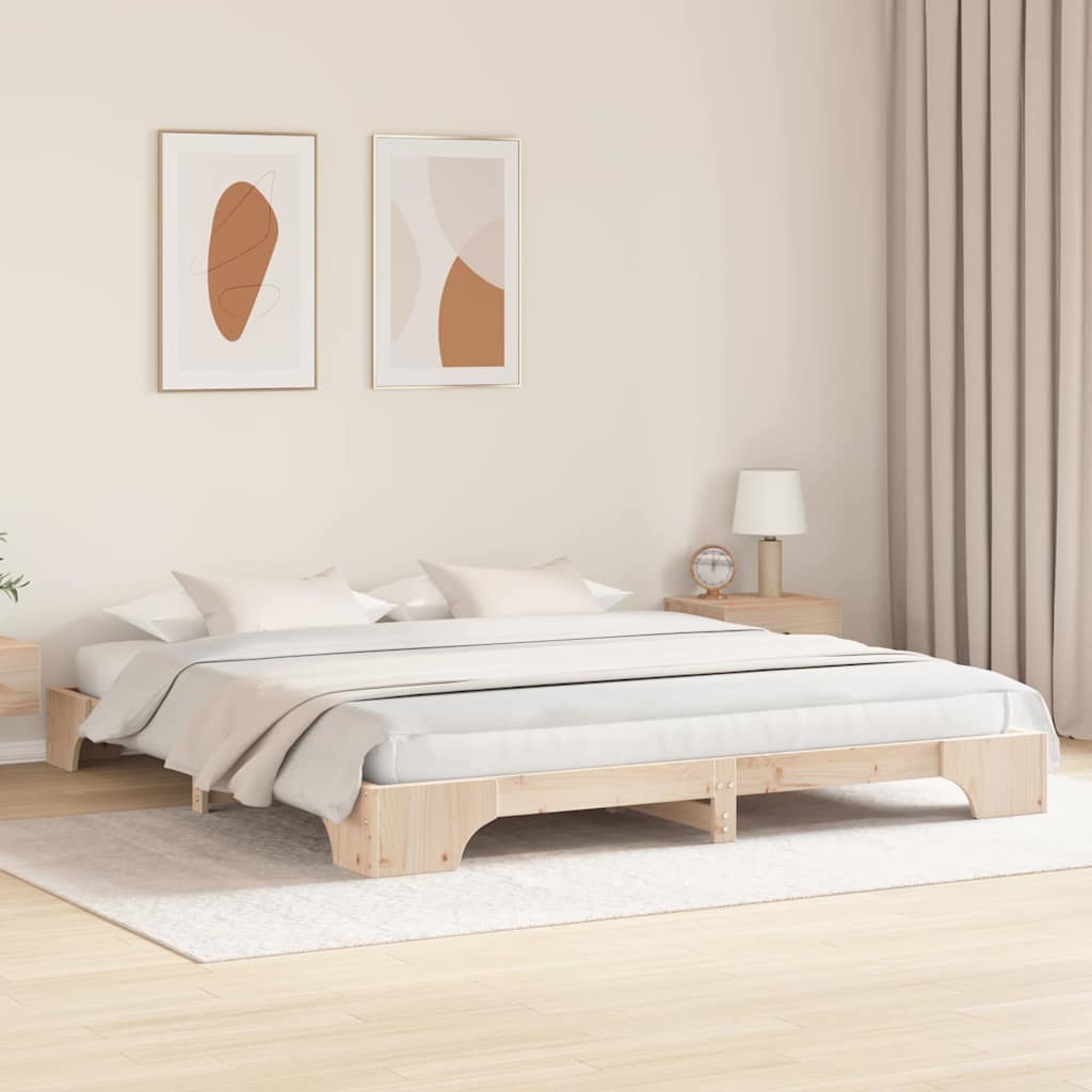 Bettrahmen Natur 180 x 200 cm Massives Kiefernholz
