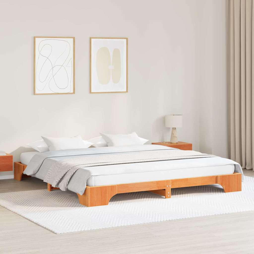Bettrahmen Wachsbraun 180 x 200 cm Massives Kiefernholz