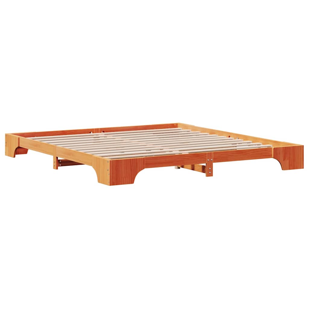 Bettrahmen Wachsbraun 180 x 200 cm Massives Kiefernholz
