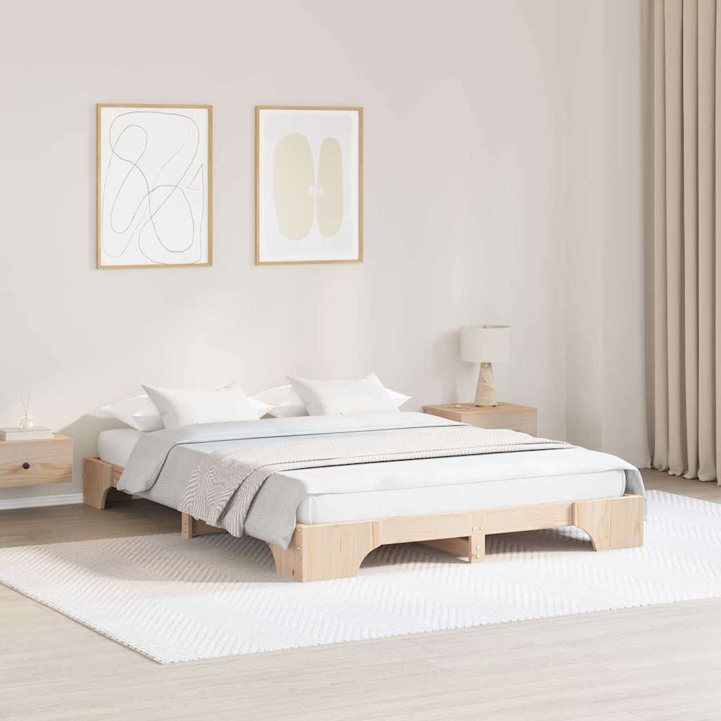 Bettrahmen Natur 160 x 200 cm Massives Kiefernholz