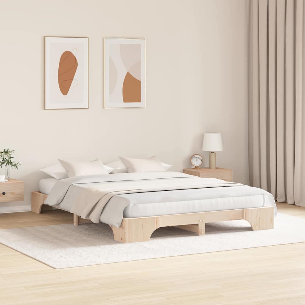 Bettrahmen Natur 160 x 200 cm Massives Kiefernholz