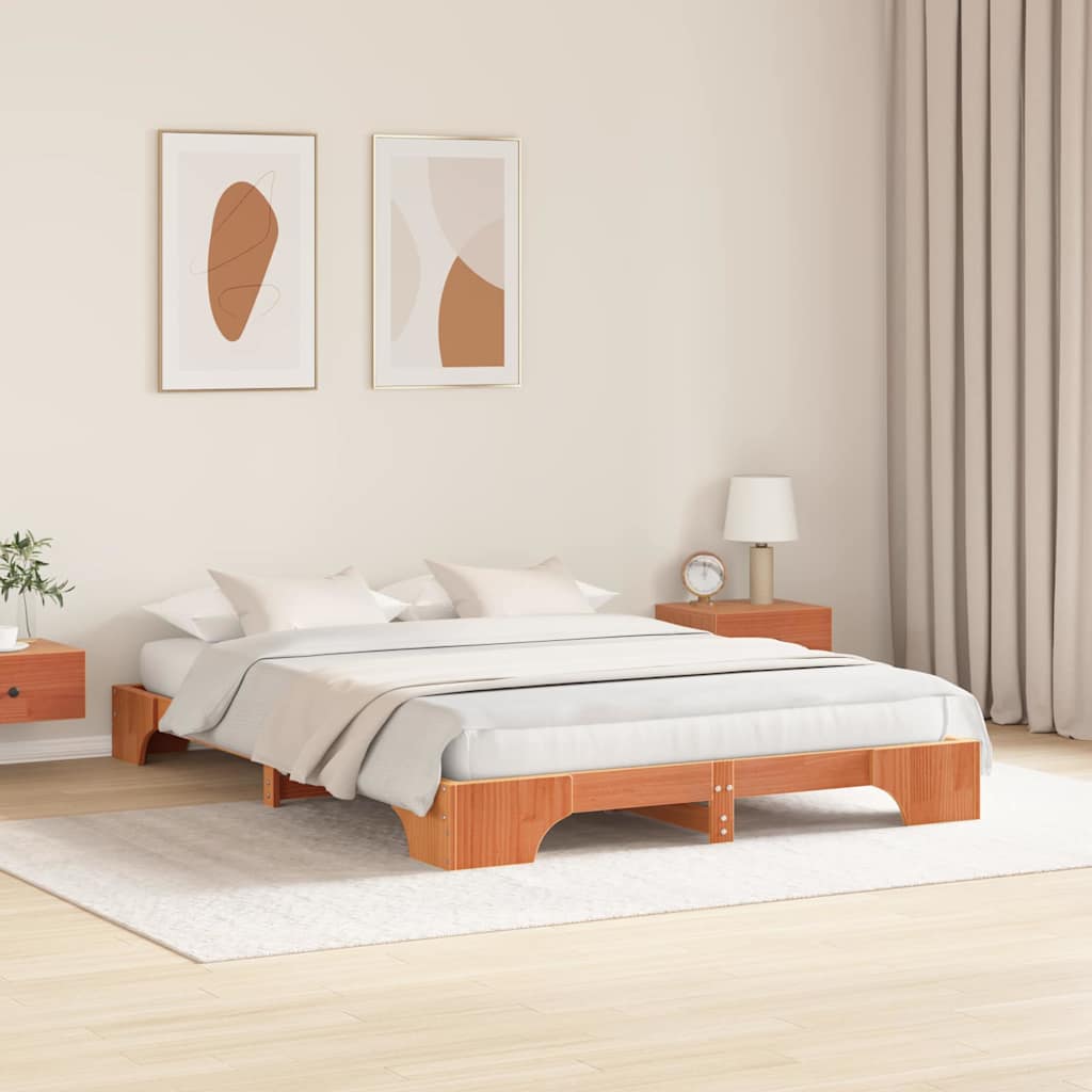 Bettrahmen Wachsbraun 140 x 200 cm Massives Kiefernholz