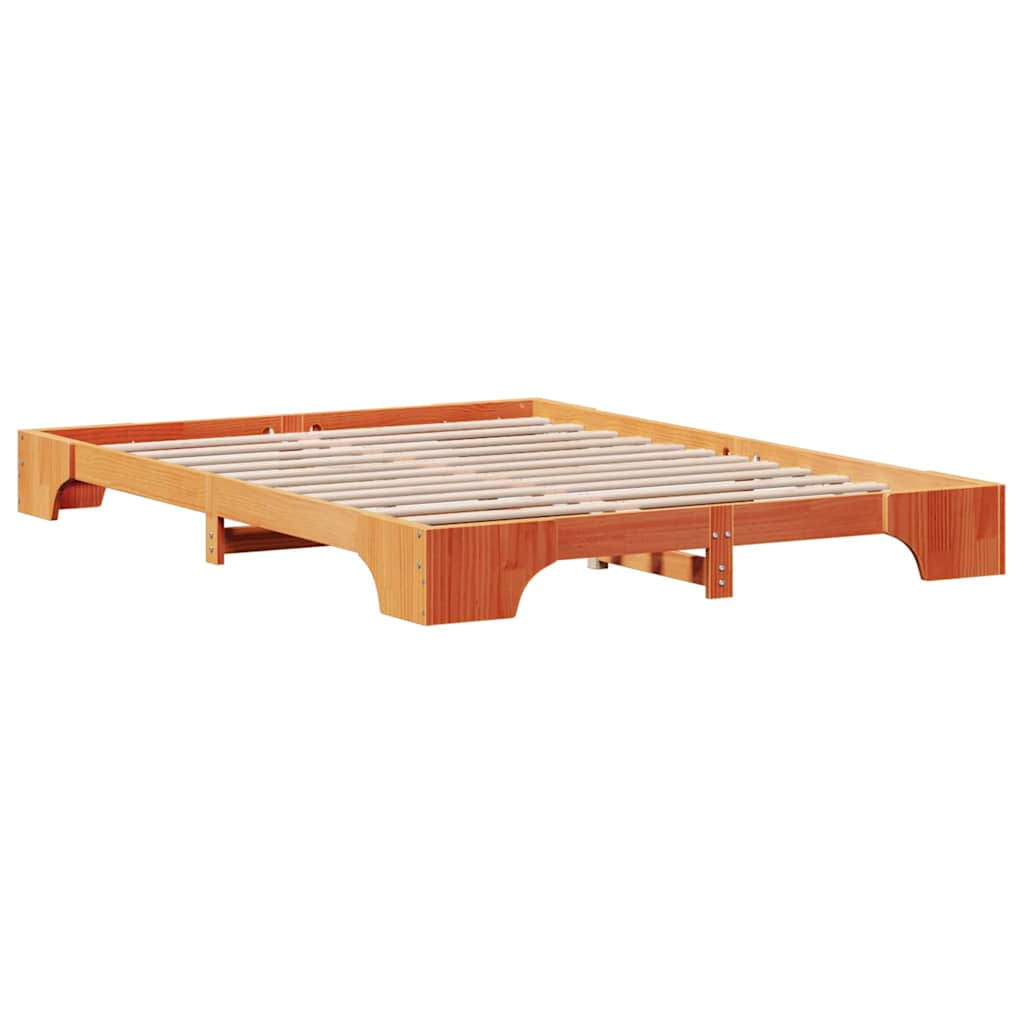 Bettrahmen Wachsbraun 140 x 200 cm Massives Kiefernholz