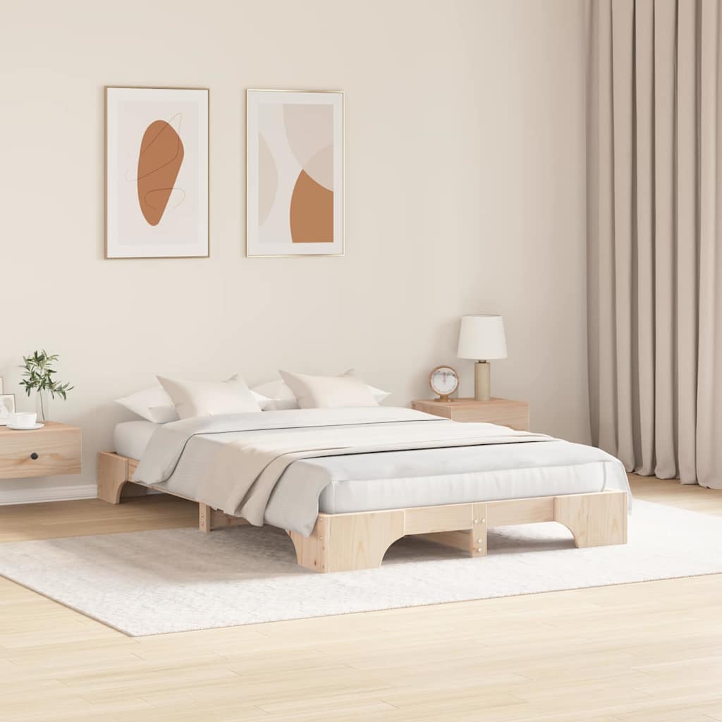 Bettrahmen Natur 120 x 200 cm Massives Kiefernholz
