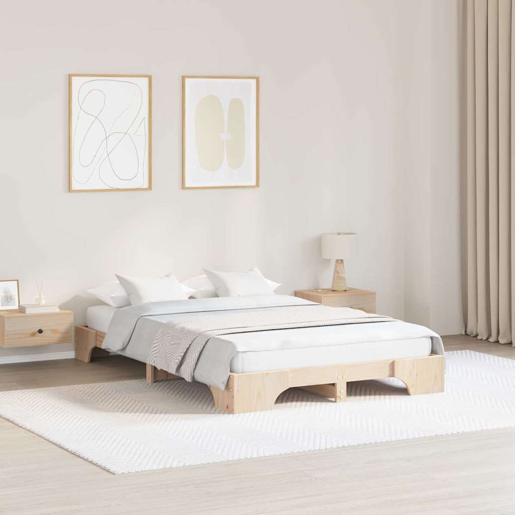 Bettrahmen Natur 140 x 190 cm Massives Kiefernholz
