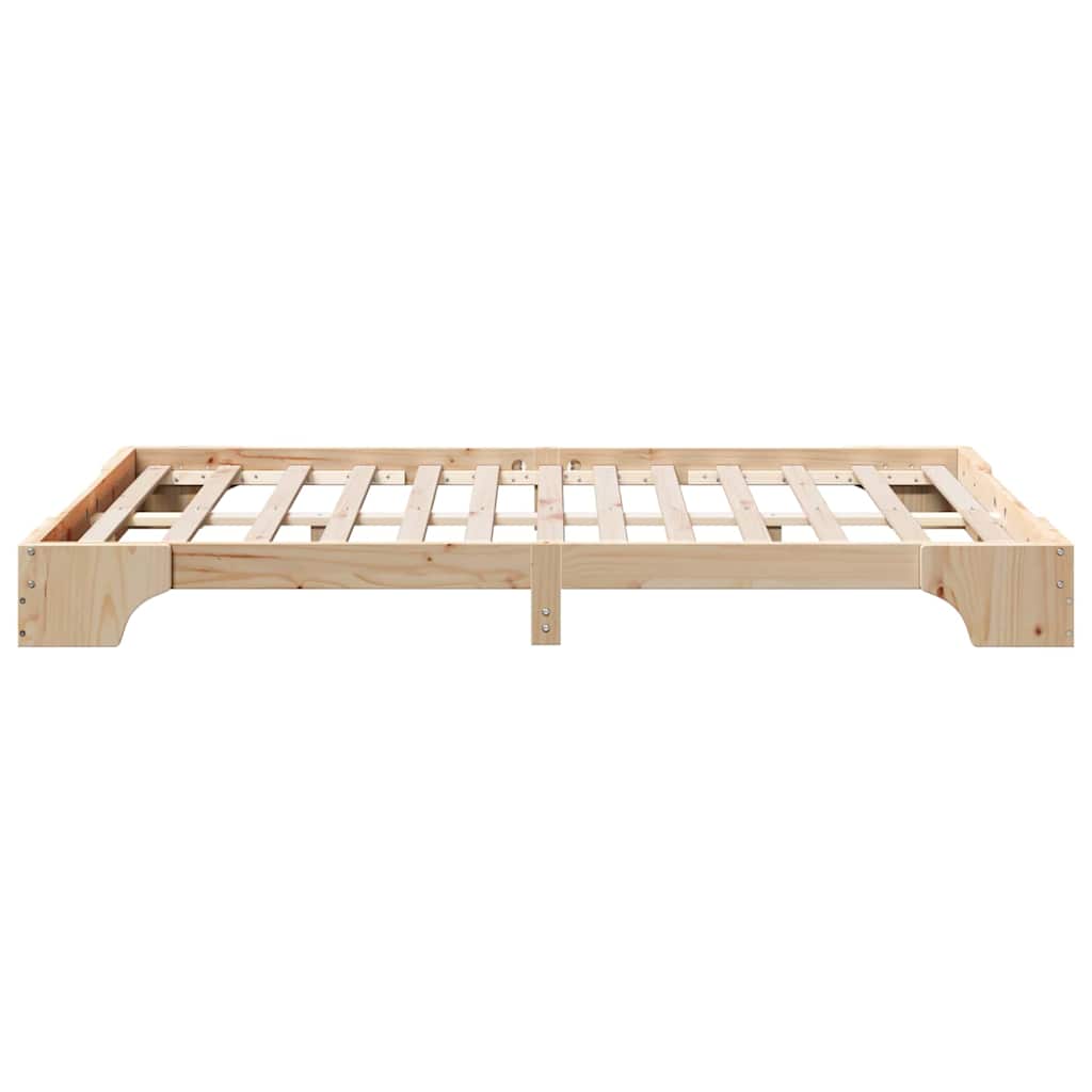 Bettrahmen Natur 140 x 190 cm Massives Kiefernholz